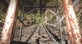 Usted secure metal ladder on a hydraulic dam Royalty Free Stock Photo