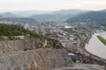 Usti nad labem city center panorama aerial view cityscape - chemical factory districts, Strekov, Predlice Royalty Free Stock Photo