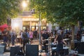 Audience at yearly Summer music open air outdoor festival held in Hranicar public hall the