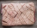 Ustic raw uncooked seasoned pork belly