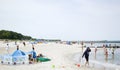 Ustka, Poland - 6 July 2023: Beach at Baltic sea