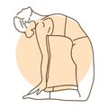 Ustrasana Camel pose color line illustration. Pictogram for web page