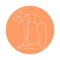 Ustrasana Camel pose color line illustration. Pictogram for web page