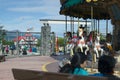 USUAIA, ARGENTINA, 05 DICEMBER 2016: day off in Ushuaia, numerous people relaxing next to amusement park