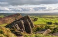 rural England landscape in Yorkshire. Amazing view in the national park Peak District on a sunny day in Autumn Royalty Free Stock Photo