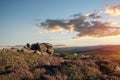 Usual rural England landscape in Yorkshire. Amazing view in the national park Peak District in Summer