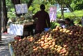 Usual vietnam street market. Plums.