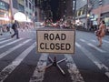 Traffic Sign, Road Closed, 8th Avenue and 42nd Street, Near Times Square, Manhattan, NYC, NY, USA