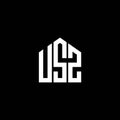 USZ letter logo design on BLACK background. USZ creative initials letter logo concept. USZ letter design Royalty Free Stock Photo