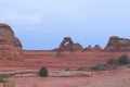 Utah- Arches National Park- Panorama of Delicate Arch and Surrounding Rock Formations Royalty Free Stock Photo