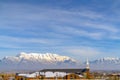 Utah church against snow capped Mount Timpanogos Royalty Free Stock Photo