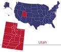 Utah counties vector map