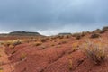 Utah desert with distant mesa landforms Royalty Free Stock Photo