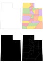 Utah map sets, Utah administrative map, Utah outline and counties state map set - illustration version Royalty Free Stock Photo