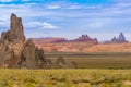 Utah Monument Valley rock landforms jut in sharp relief out of the surrounding land Royalty Free Stock Photo