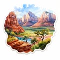 Zion National Park Watercolor Sticker Decal Mountain Scenery Illustration