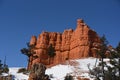 Utah- Panoramic Landscape of Red Cliffs and Evergreens in the Snow Royalty Free Stock Photo