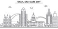 Utah, Salt Lake City architecture line skyline illustration. Linear vector cityscape with famous landmarks, city sights Royalty Free Stock Photo
