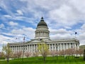 State Capitol building, American flag Royalty Free Stock Photo