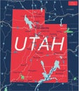 Utah state detailed editable map Royalty Free Stock Photo
