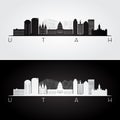 Utah state skyline and landmarks silhouette