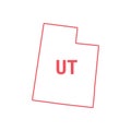 Utah US state map red outline border. Vector illustration. Two-letter state abbreviation