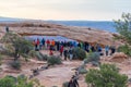 UTAH, USA - APRIL 25, 2014: people are waiting for a sunrise at Royalty Free Stock Photo