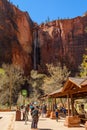 Tourists in Zion National Park located in the USA in southwestern Utah Royalty Free Stock Photo