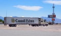 Utah, USA - 06.08.2016: Long and heavy Carroll Fulmer truck parked near Motel 6 sign somewhere in Utah desert.