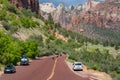 Utah, USA - Road among the mountains in Zion National Park Royalty Free Stock Photo