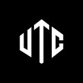 UTC letter logo design with polygon shape. UTC polygon and cube shape logo design. UTC hexagon vector logo template white and Royalty Free Stock Photo