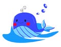 ÃÂ¡ute funny whale. Undersea world in cartoon style. Marine life.