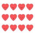 Ute heart collection. Emoticons. Emoji. Love symbol. Kawaii