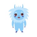 ÃÂ¡ute little fluffy monster, isolated white bacground. Fancy beast background. Vector illustration funny Yeti Royalty Free Stock Photo