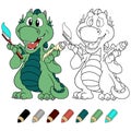 ÃÂ¡ute mint dragon with toothpaste and toothbrush coloring book version.