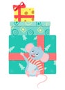 ÃÂ¡artoon little mouse near gift boxes