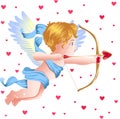 ute Valentine\'s angel cupid icon. Valentine\'s day symbol. Cupid shooting arrow