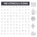 Utencils line icons, signs, vector set, outline illustration concept