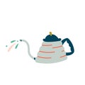 Utensil for brewing coffee, vector artwork, isolated coloful drawing of drip coffee pot. Trendy flat scandinavian style