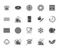 Utensil flat glyph icons set. Gas burner, induction stove, ceramic hob, non-stick coating, microwave, dishwasher vector Royalty Free Stock Photo