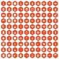 100 utensil icons hexagon orange