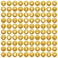 100 utensil icons set gold