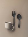 Utensils of kitchen like folk cup plate and spoon etc Royalty Free Stock Photo