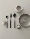 Utensils of kitchen like folk cup plate and spoon etc Royalty Free Stock Photo