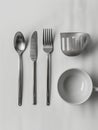 Utensils of kitchen like folk cup plate and spoon etc Royalty Free Stock Photo