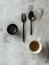 Utensils of kitchen like folk cup plate and spoon etc Royalty Free Stock Photo