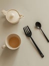 Utensils of kitchen like folk cup plate and spoon etc Royalty Free Stock Photo