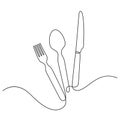 utensils set in continuous line drawing style