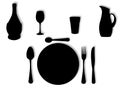 Utensils in silhouette