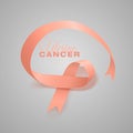 Uterine Cancer Awareness Calligraphy Poster Design. Realistic Peach Ribbon. September is Cancer Awareness Month.